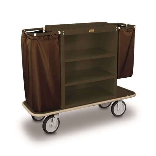 Carrito de Limpieza Forbes®, de acero, 3 Estantes, 58 × 21.5  x 47 in, Marrón Sierra